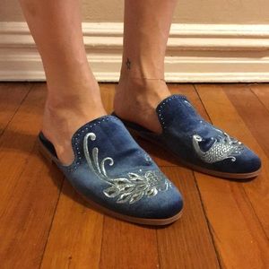 Zara Slip On Velour Backless Loafer